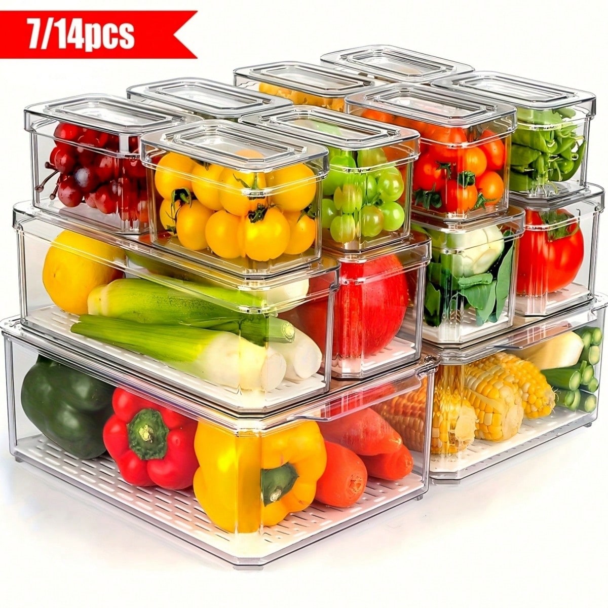 Food Storage Vegetables - 7/14 Paket Wadah Penyimpanan Makanan Dapat