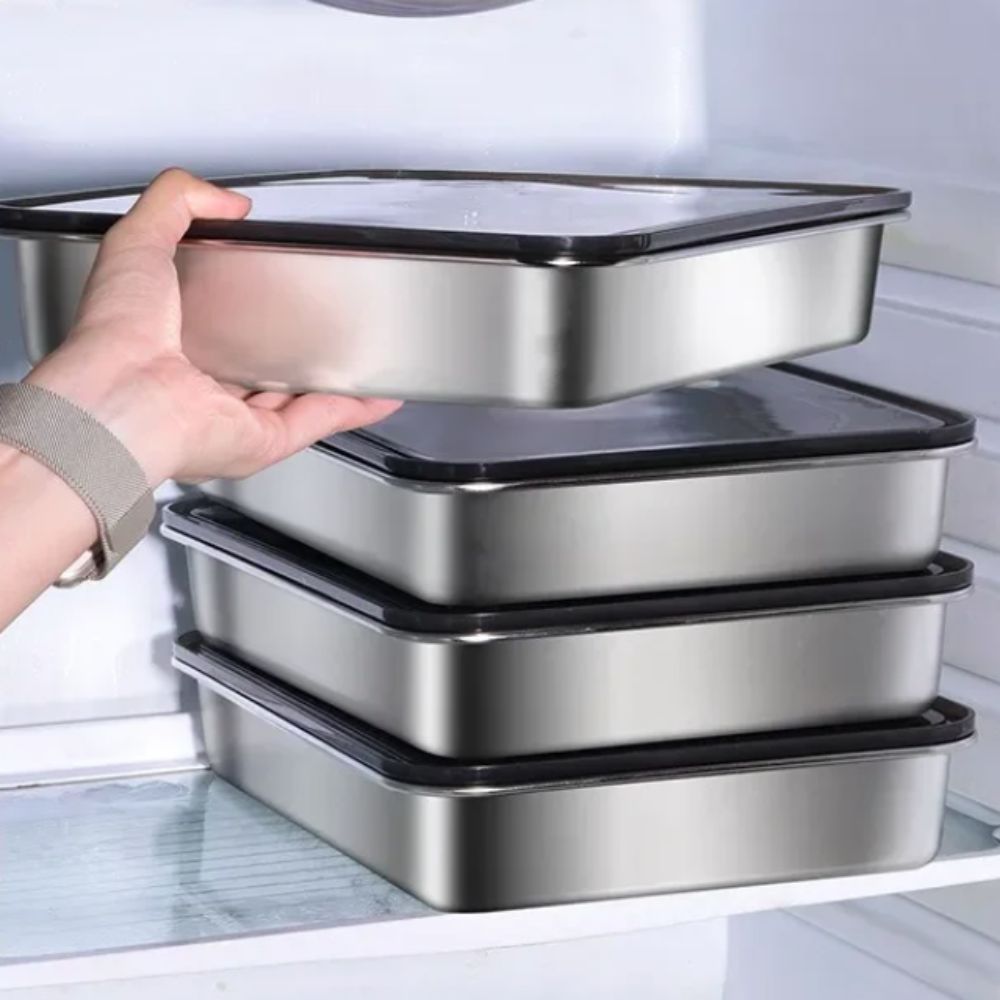 Food Storage Containers Xl - Kotak Penyimpanan Makanan Stainless Steel Persegi