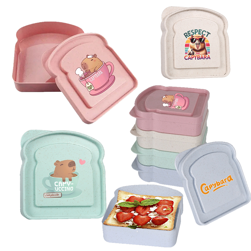 Food Storage Jars Plastic - Kotak Penyimpanan Makanan Sandwich Capybara, Wadah