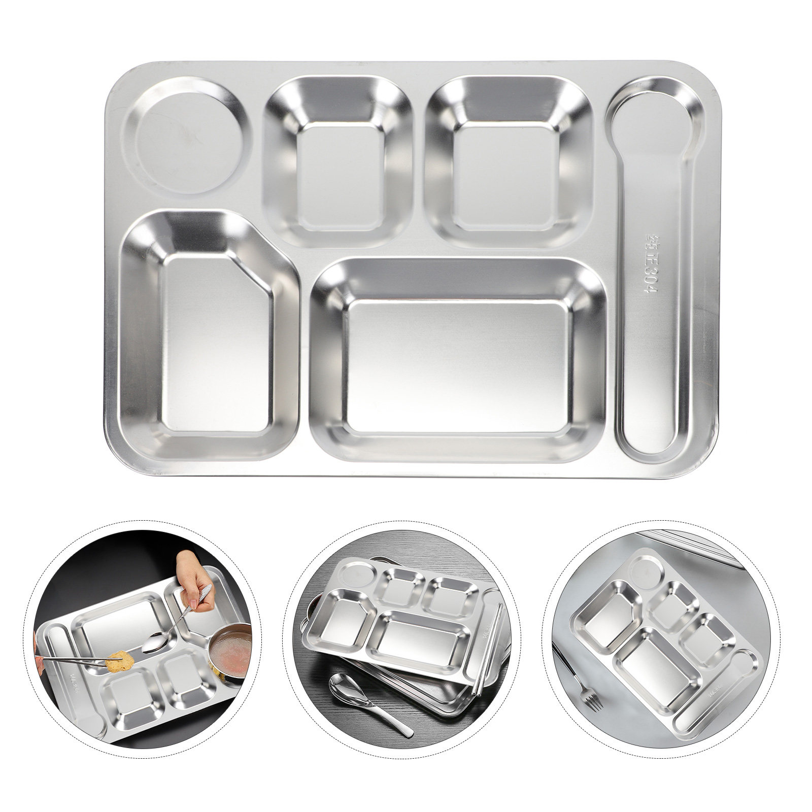 Food Storage Meal Prep - 1pc Nampan Makan Stainless Steel 6