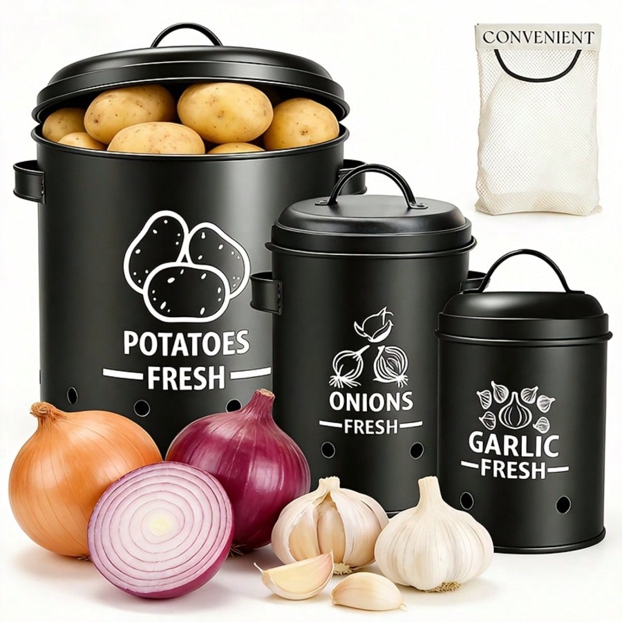 Food Storage Canister - Set Wadah Penyimpanan Kentang, Bawang, dan
