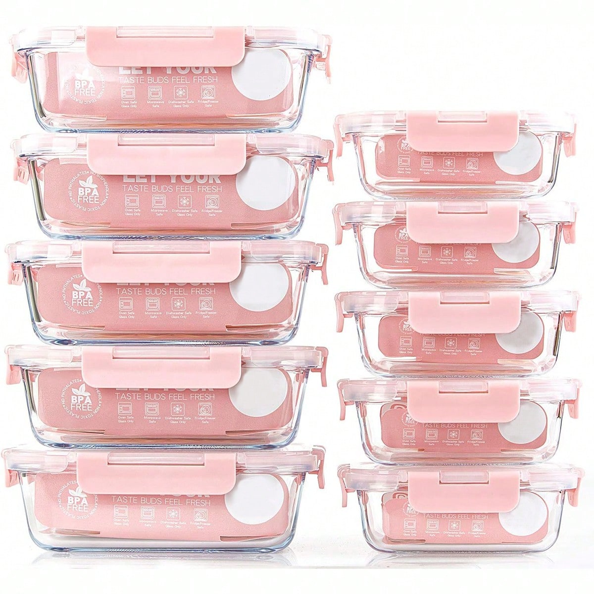 Food Storage Meal Prep - 10 Wadah Makanan Kaca, Wadah Penyimpanan