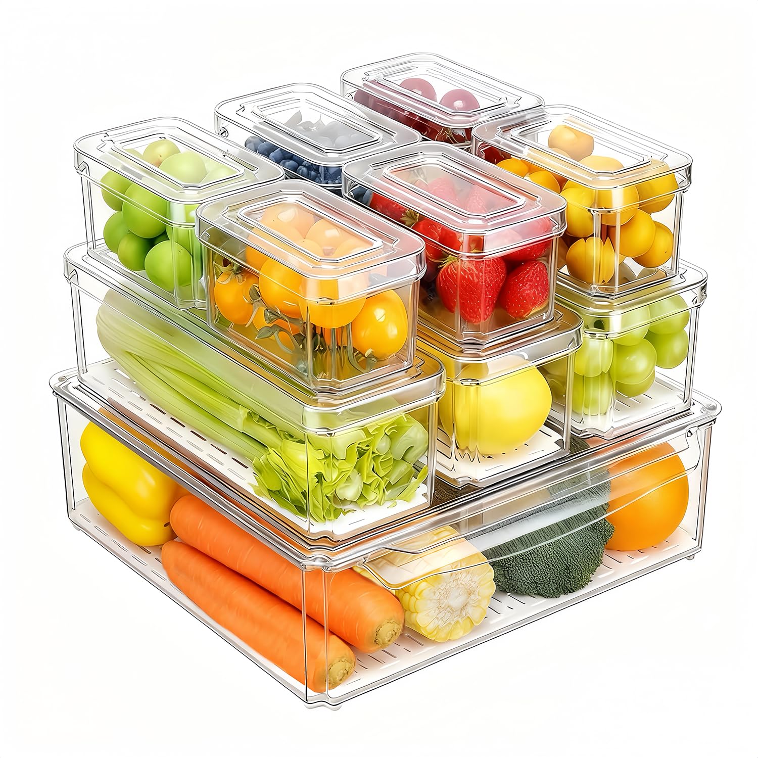 Food Storage Vegetables - 14 Paket Organizer Kulkas, Wadah Penyimpanan
