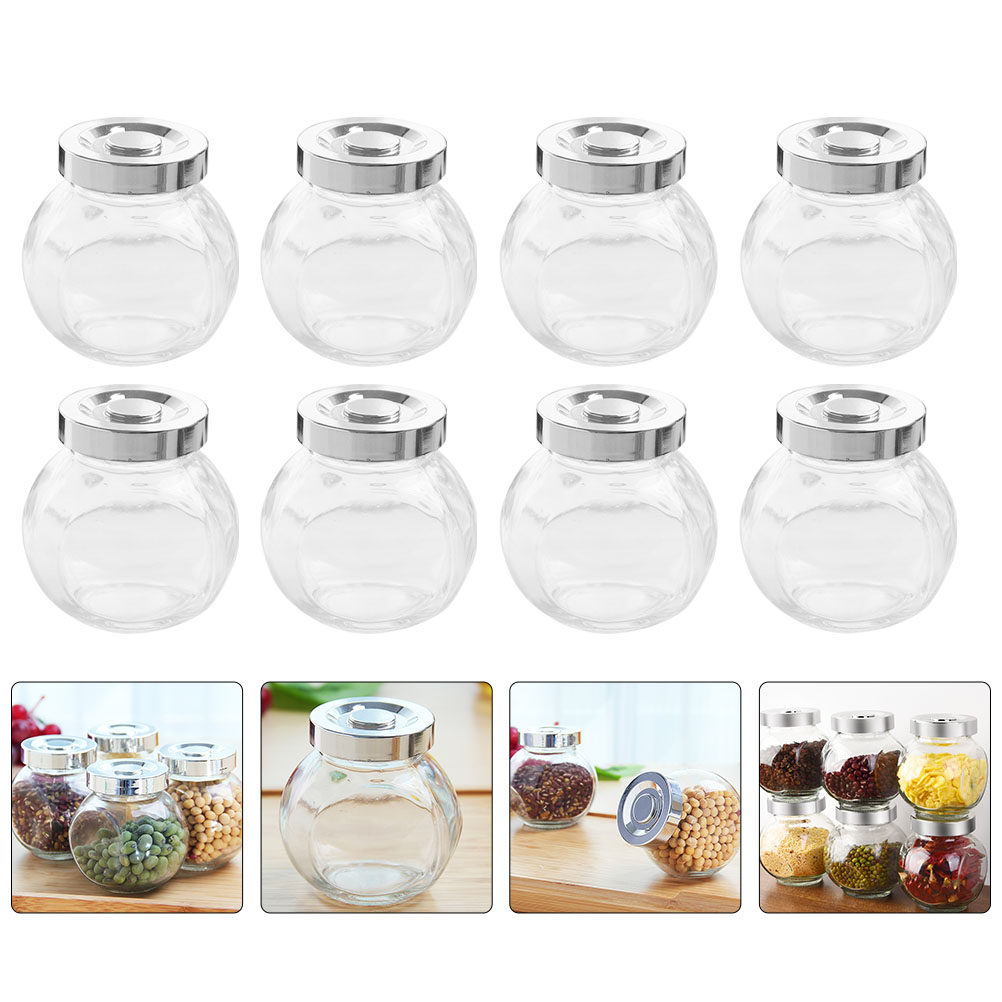 Food Storage Canister - 8 Buah Stoples Penyimpanan Kaca Ringan