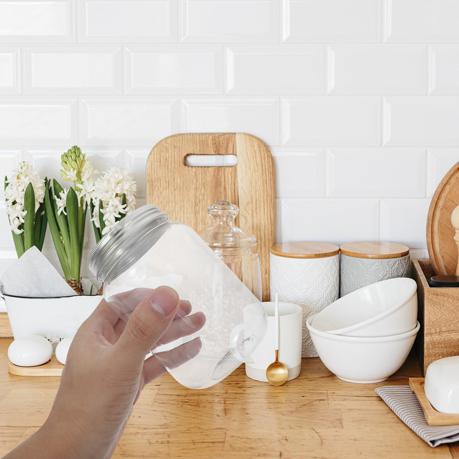 4Pcs Stoples Plastik Transpara - Food Storage Jars Plastic ulasan dan harga