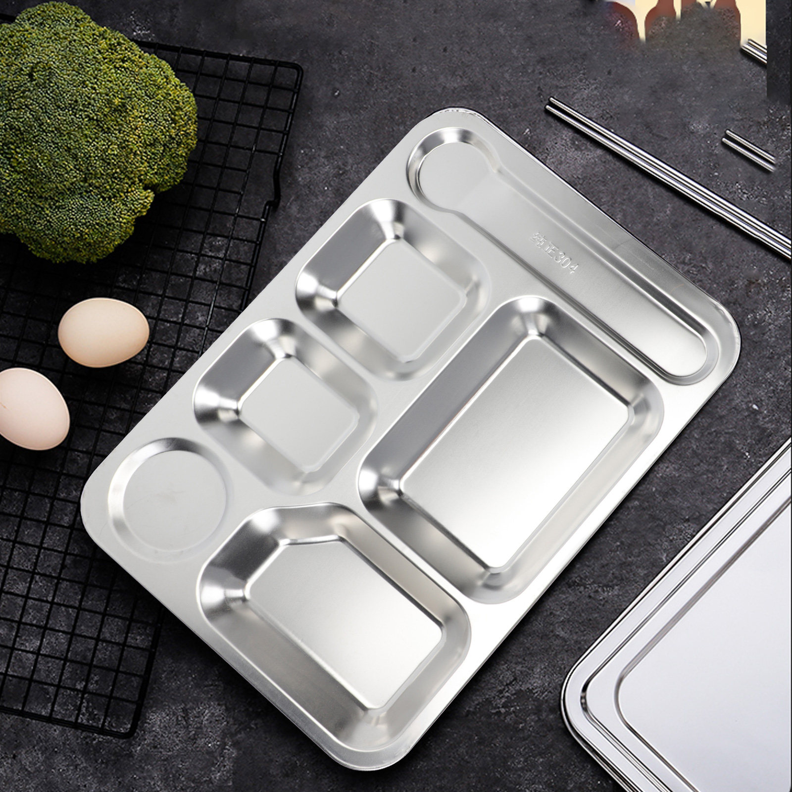 1pc Nampan Makan Stainless Ste - Food Storage Meal Prep ulasan dan harga