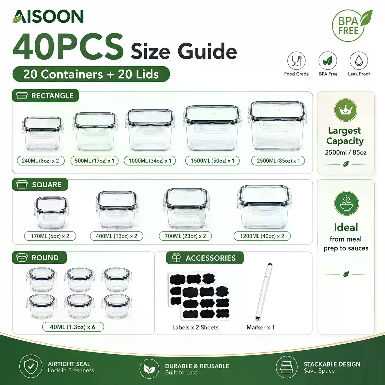 40 PCS Set Wadah Penyimpanan M - Food Storage Jars Plastic ulasan dan harga
