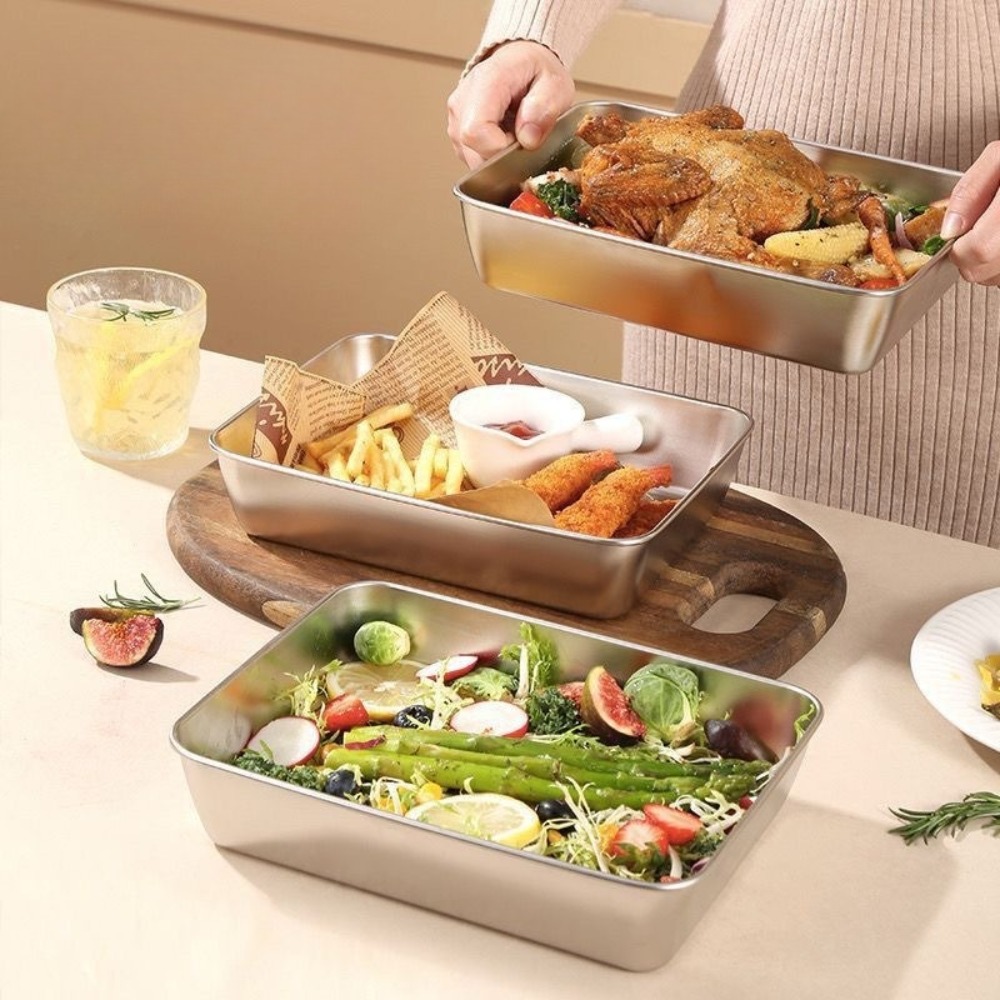 Nampan Sajian Stainless Steel  - Food Storage Meal Prep ulasan dan harga